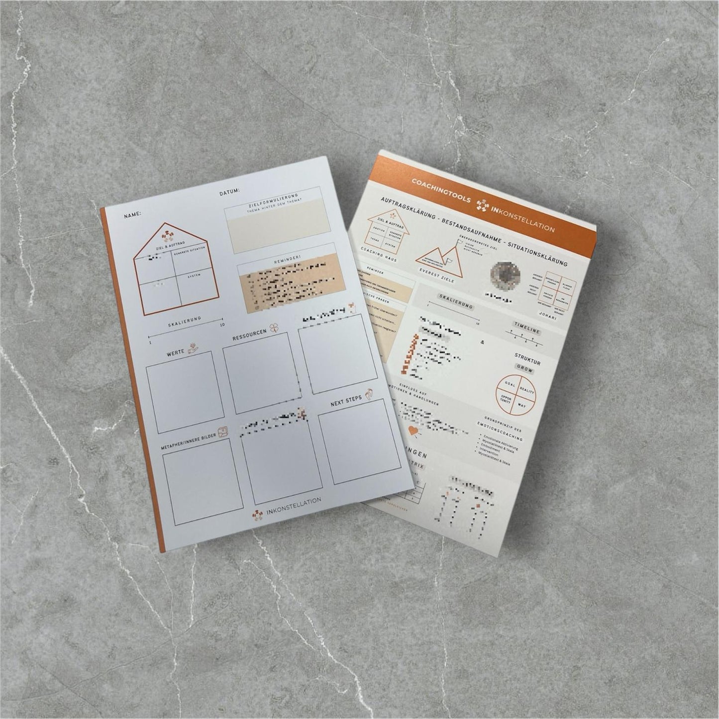 Set - Struktur: Coachingblock und Methodenblatt in Kombination